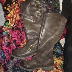 Madden girl grey knee high boots